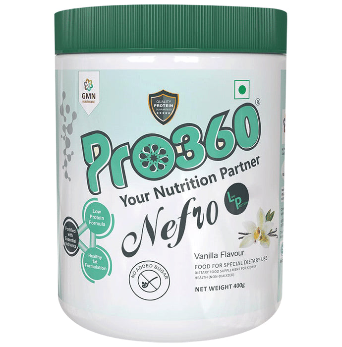 Pro360 Nephro Low Protein for Kidney Health (Non-Dialyzed) | No Added Sugar | Flavour Vanilla - Classic Derma