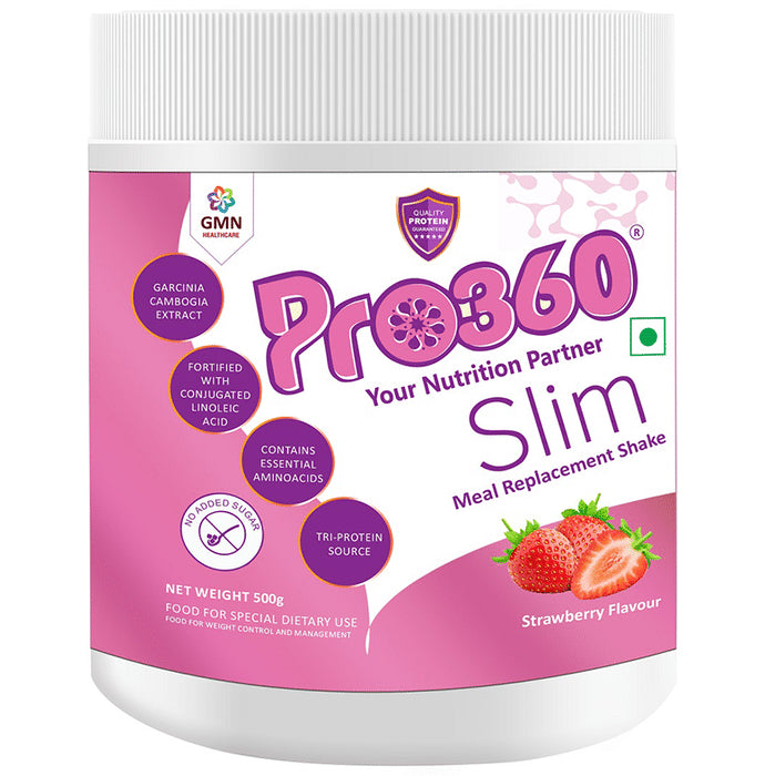 Pro360 Slim Protein with CLA & Garcinia for Nutrition | Sugar Free | Flavour Strawberry - Classic Derma