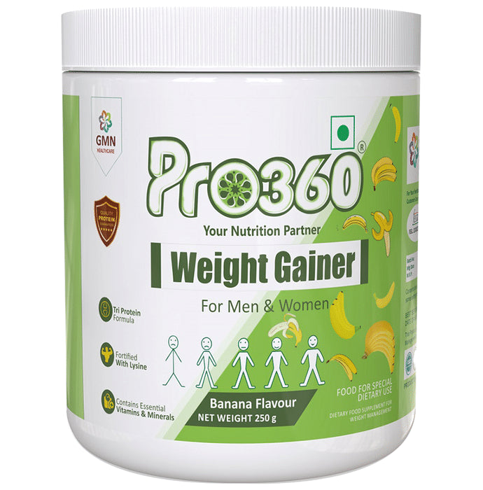 Pro360 Weight Gainer Protein with Lysine, Vitamins & Minerals | Flavour Powder Banana - Classic Derma