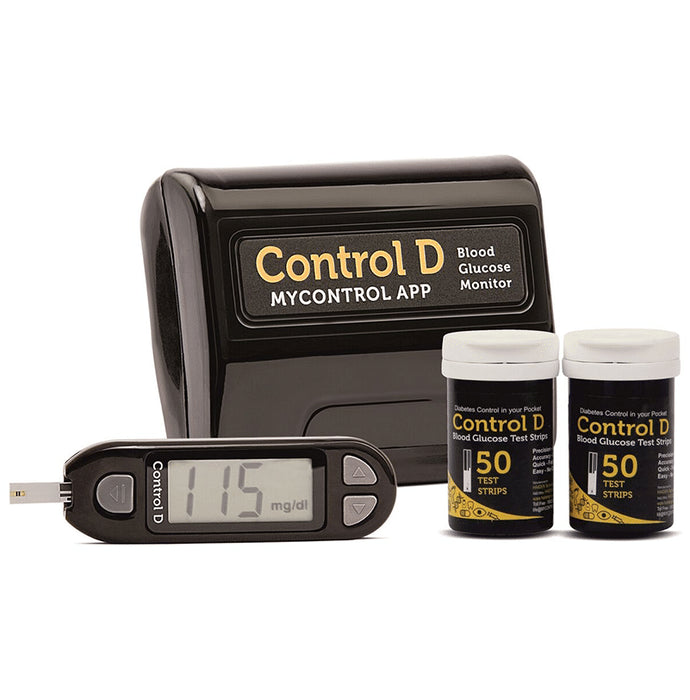 Control D Blood Glucose Monitor Glucometer Kit with 100 Strips | Blood Glucose Monitors - Classic Derma