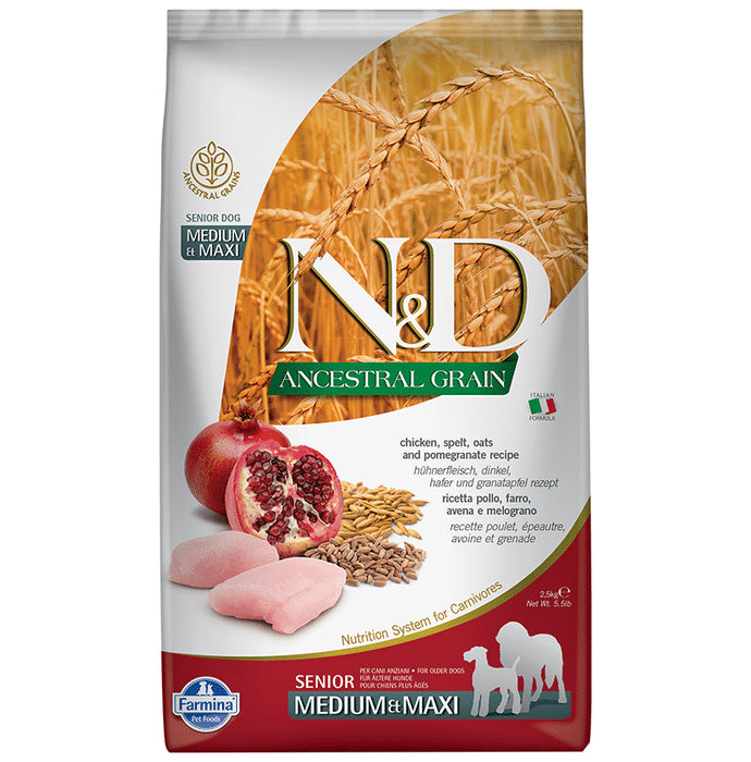 Farmina Pet Foods N&D Ancestral Grain Senior Dog Medium and Maxi Breed - Classic Derma