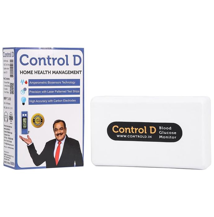 Control D Home Health Management Glucometer Blood Glucose Monitor Kit with 25 Strips Blue - Classic Derma