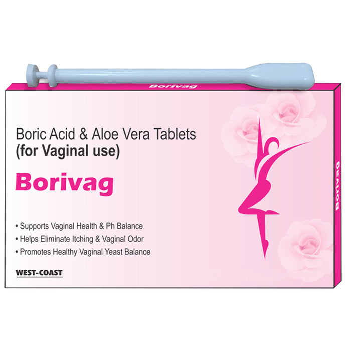 West-Coast Borivag Boric Acid & Aloe Vera Tablet for Vaginal Use with 2 Applicators - Classic Derma