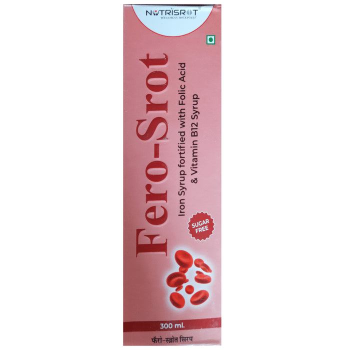 Nutrisrot Fero-SROT? Fortified Iron Syrup with Folic Acid and Vitamin B12 for Anemia Syrup Sugar Free - Classic Derma