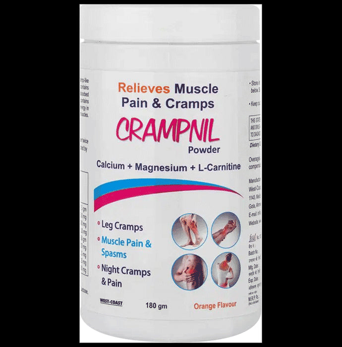 West-Coast Crampnil Powder |increase Blood Flow| Reduce Stiffness & Soreness | Relaxes Calf & Foot Cramp With Calcium + Magnesium + L-carnitine Orange - Classic Derma
