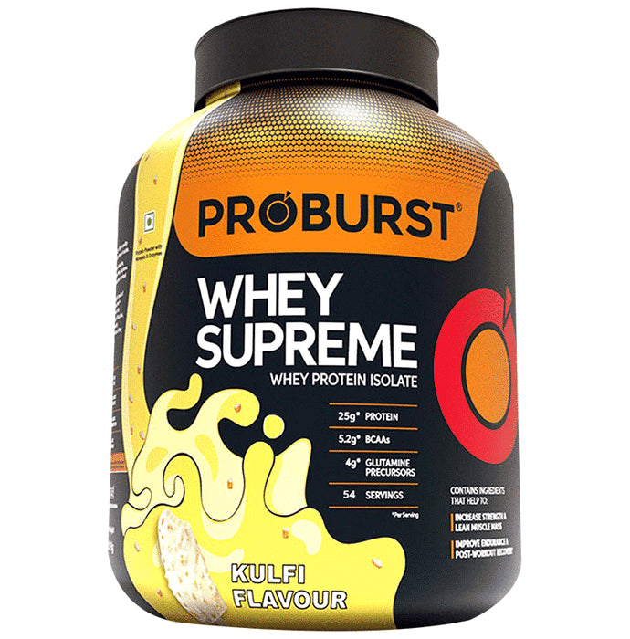 Proburst Whey Supreme Protein | With BCAAs & Glutamine for Muscle Recovery | Flavour Kulfi - Classic Derma