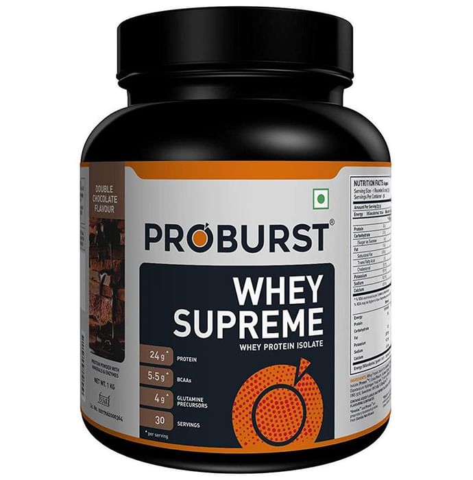 Proburst Whey Supreme Protein | With BCAAs & Glutamine for Muscle Recovery | Flavour Powder Double Chocolate - Classic Derma