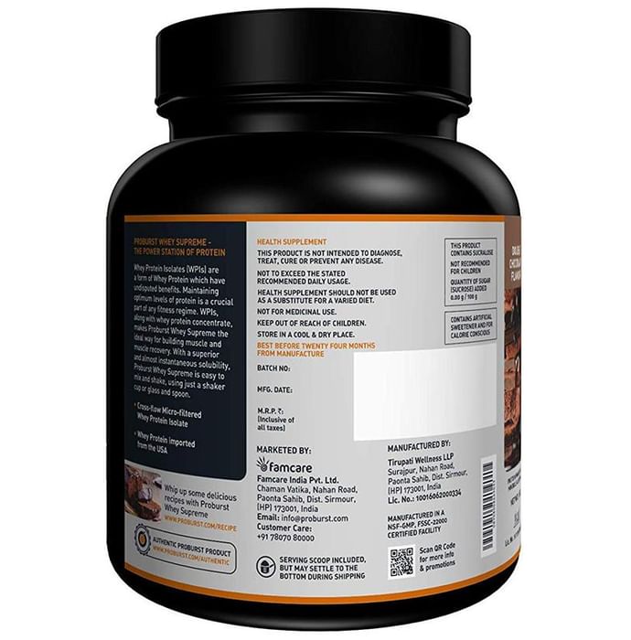 Proburst Whey Supreme Protein | With BCAAs & Glutamine for Muscle Recovery | Flavour Powder Double Chocolate