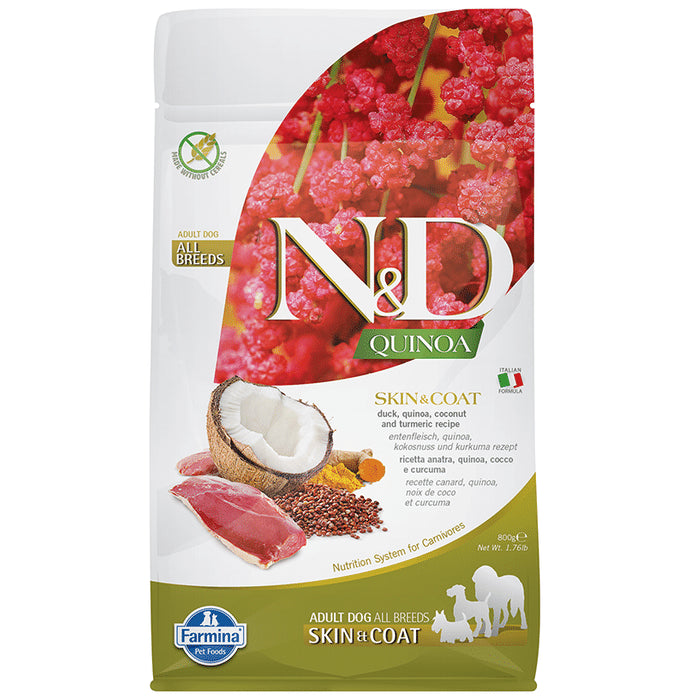 Farmina Pet Foods N&D Quinoa Digestion for Adult Dog Skin & Coat Duck, Coconut & Turmeric - Classic Derma