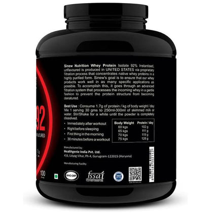 Sinew Nutrition Instantised Whey Protein Isolate 92% Unflavoured