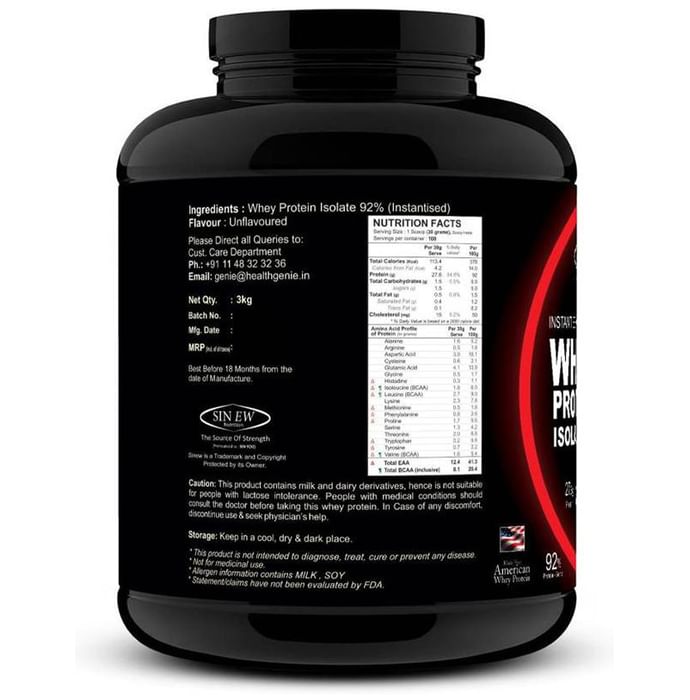 Sinew Nutrition Instantised Whey Protein Isolate 92% Unflavoured