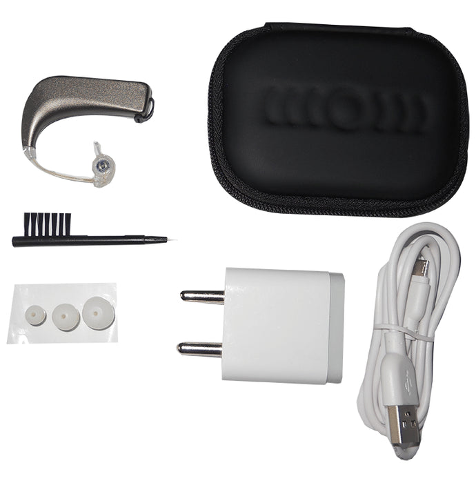 HD 100 Companion Programmable Bluetooth Rechargeable Hearing Aid Grey - Classic Derma