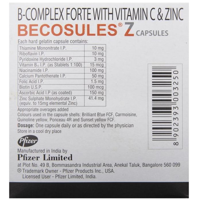 Becosules Z Capsule with Vitamin B Complex, Vitamin C & Zinc
