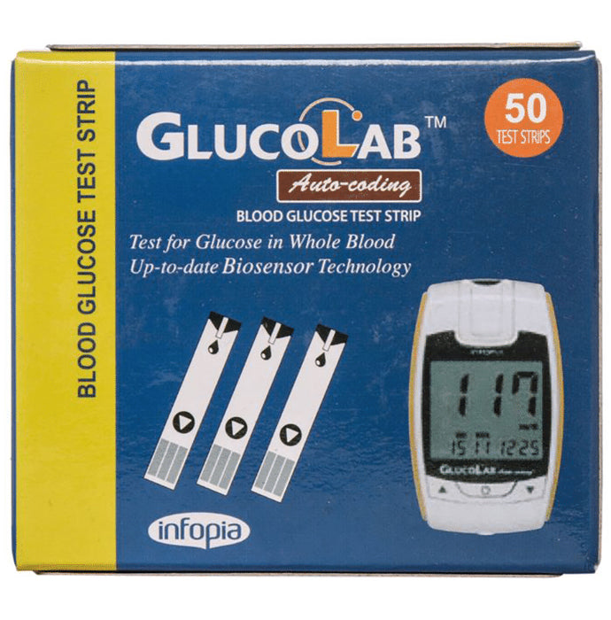 K-Life Glucolab Auto-Coding Blood Glucose Test Strip (Only Strips) - Classic Derma