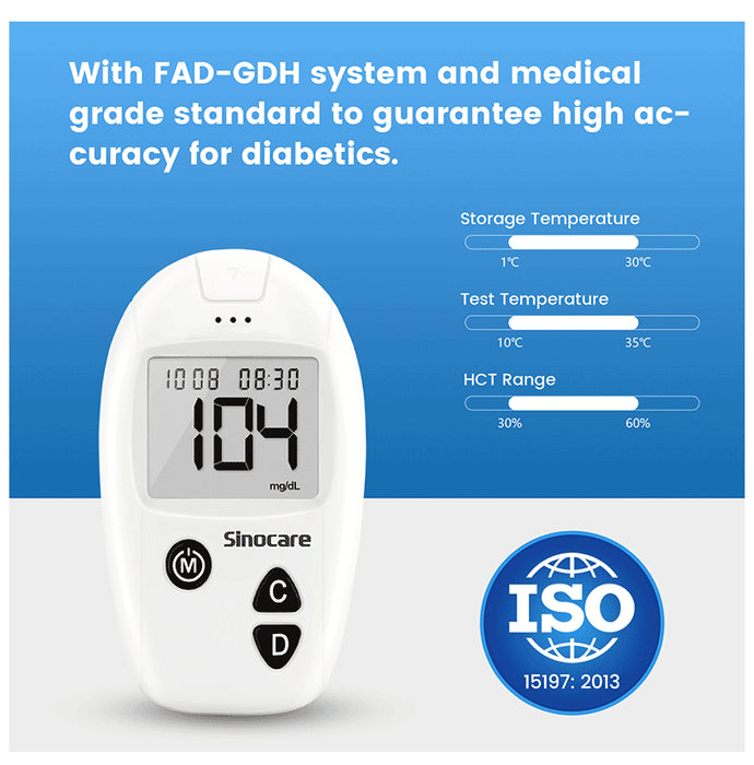 Sinocare Safe-Accu Blood Glucose 100 Test Strips with 100 Lancets