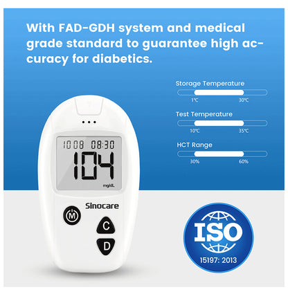 Sinocare Safe-Accu Blood Glucose 100 Test Strips with 100 Lancets