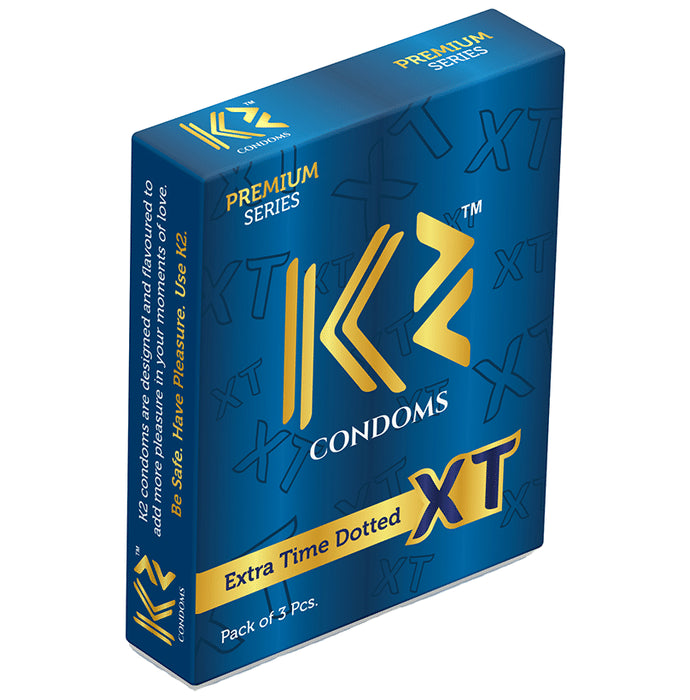 K2 Premium Series Extra Time Dotted Condom (3 Each) - Classic Derma