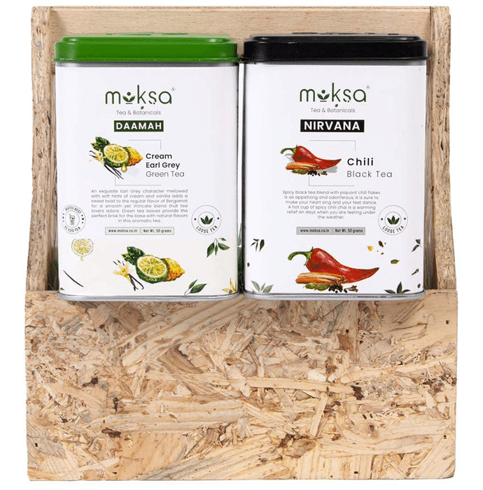 Moksa Combo Pack of Daamah Cream Earl Grey Green Tea & Nirvana Chili Black Tea (50gm Each) - Classic Derma