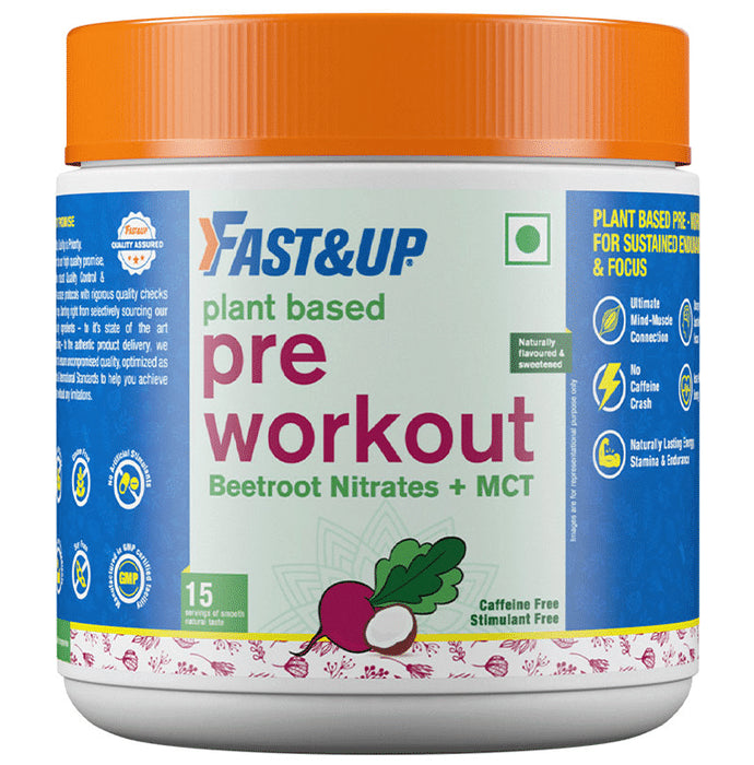 Fast&Up Plant Based Pre Workout with Beetroot Nitrates + MCT, Caffeine Free, Stimulant Free - Classic Derma