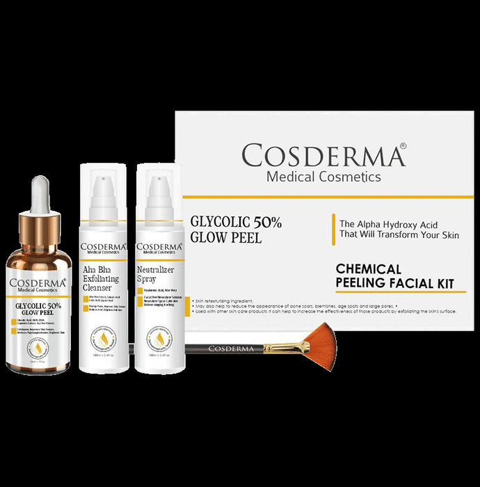 Cosderma Glycolic 50% Glow Peel | Chemical Peeling Facial Kit - Classic Derma