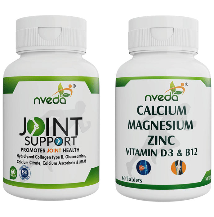 Nveda Combo Pack of Joint Support & Calcium , Magnesium, Zinc, Vit D & B12 (Each 60 Tablet) - Classic Derma