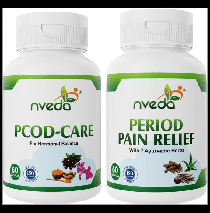 Nveda Combo Pack of PCOD care and Period Pain Relief Capsule (60 Each) - Classic Derma