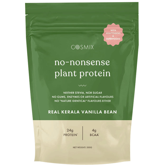 Cosmix No-Nonsense Plant Protein (500gm Each) Real Kerala Vanilla Bean - Classic Derma