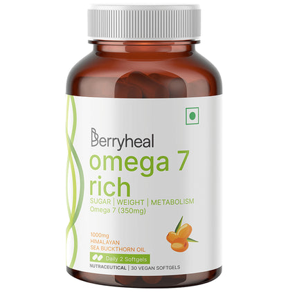 Berryheal Omega 7 Rich Life Oil Sea Buckthorn Berry Fruit Oil Vegan Capsule (30 Each) - Classic Derma