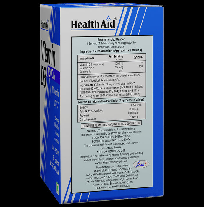 HealthAid Vitamin D3 1000 iu Tablet