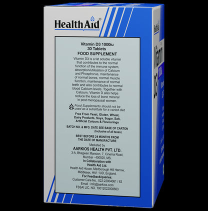 HealthAid Vitamin D3 1000 iu Tablet