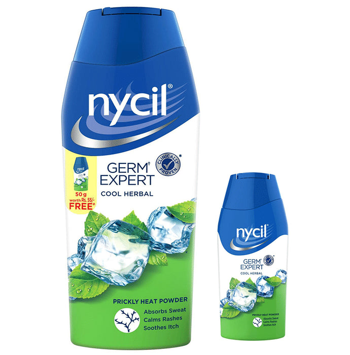 Nycil Cool Herbal Prickly Heat Powder with Nycil Cool Herbal 50gm Free - Classic Derma