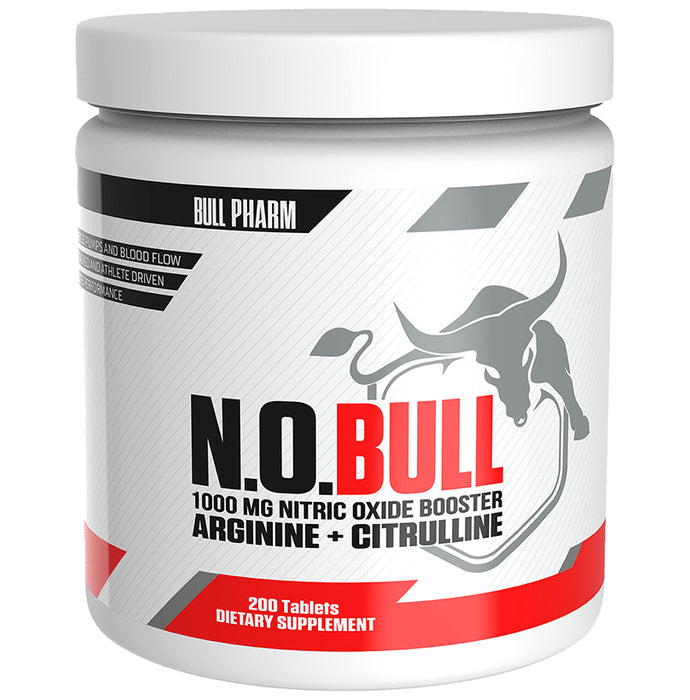 Bull Pharm N.O.Bull 1000mg Nitric Oxide Booster Arginine + Citrulline for Muscle Growth, Vascularity & Extra Strength Tablet - Classic Derma