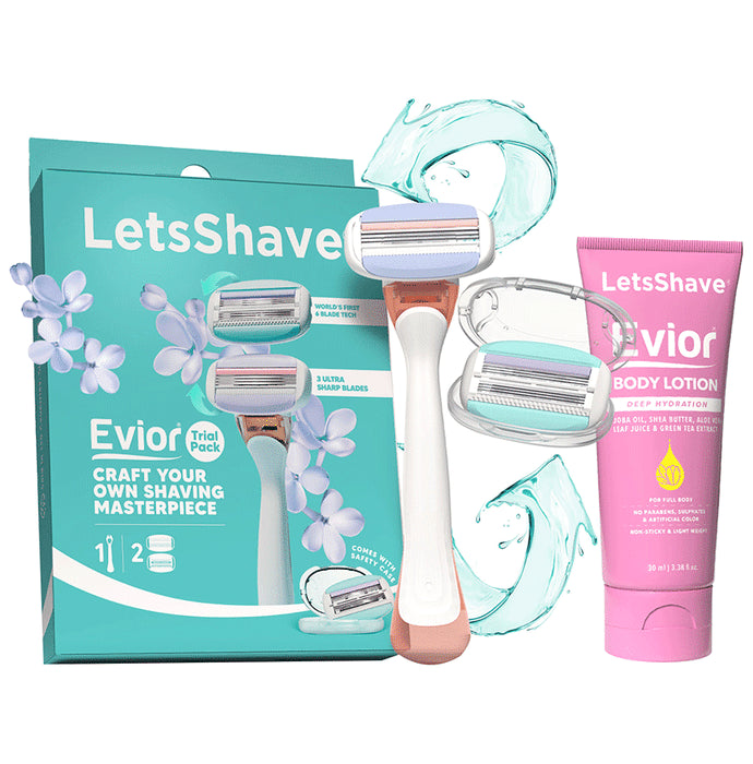 LetsShave Evior 6 Body Hair Removal Razor Shaving Kit for Women-razor with Shave Cream Kit - Classic Derma