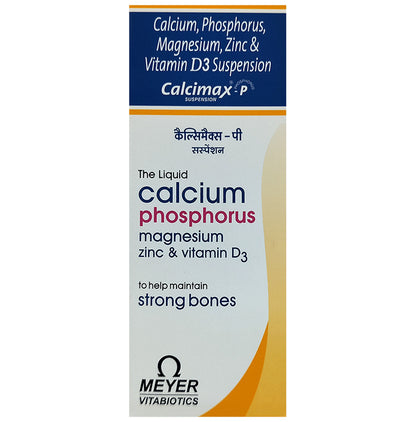 Calcimax P Suspension with Calcium, Magnesium Zinc & Vitamin D3 | For Strong Bones | Advanced Vitamin & Mineral Formula - Classic Derma