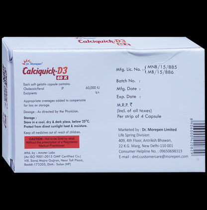 Calciquick D3 60K Capsule for Bone, Joint and Muscle Health