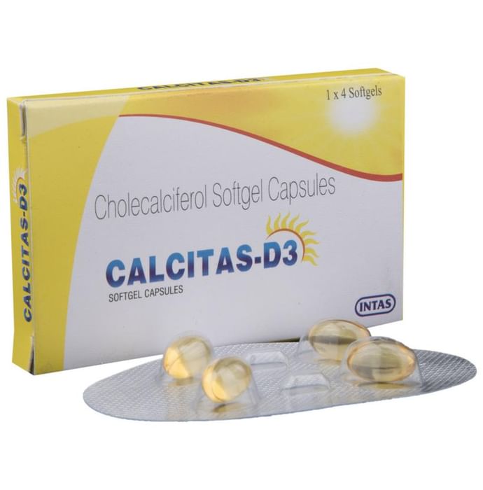Calcitas -D3 Soft Gelatin Capsule from Intas for Bone, Joint and Muscle Care - Classic Derma
