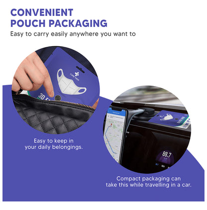 Care View 3 Dimensional Disposable Face Mask with 4 Layered Filtration and Soft Non-Woven Spandex Ear Loops Blue