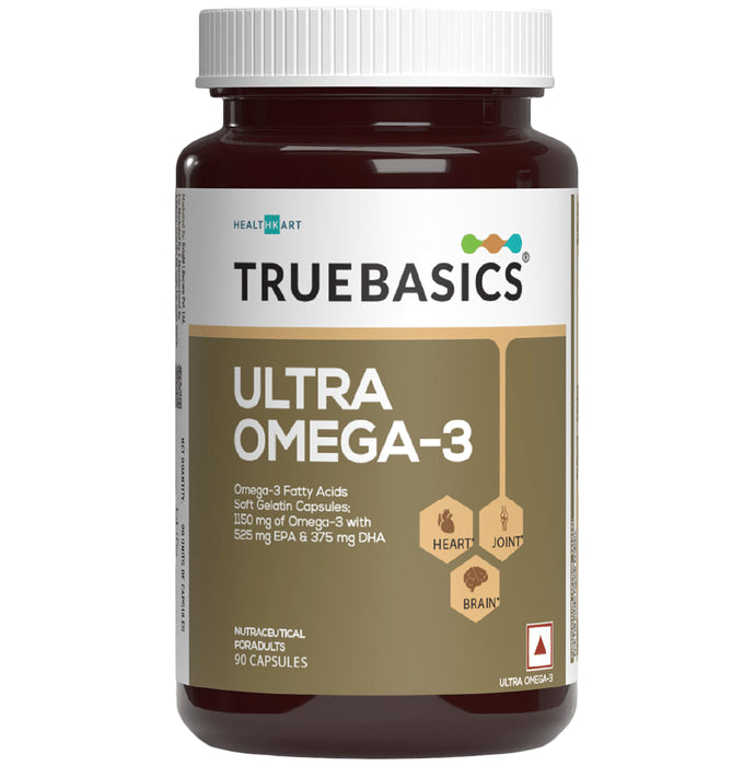 TrueBasics Ultra 1250mg Omega 3 with EPA & DHA for Heart, Joints & Eyes Health | Soft Gelatin Capsule - Classic Derma