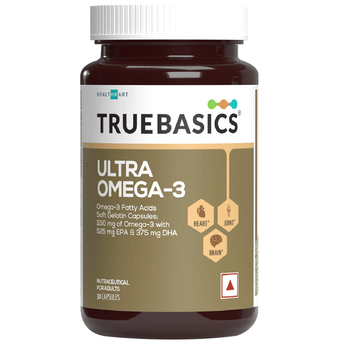 TrueBasics Ultra 1250mg Omega 3 with EPA & DHA for Heart, Joints & Eyes Health | Soft Gelatin Capsule - Classic Derma