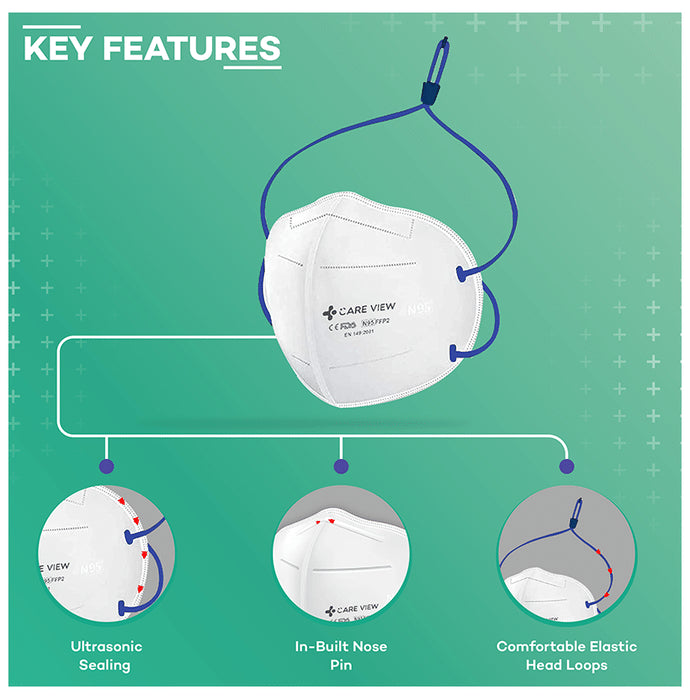 Care View CV1221H N95 FFP2 Certified Headloop with 6 Layers Filtration Protective Mask Universal White