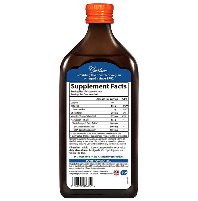 Carlson The Very Finest Fish Oil 1600mg Orange