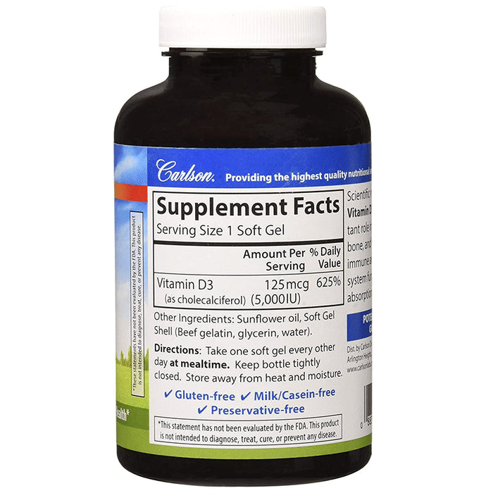 Carlson Vitamin D3 5000IU (125mcg) Softgel