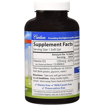 Carlson Vitamin D3 5000IU (125mcg) Softgel