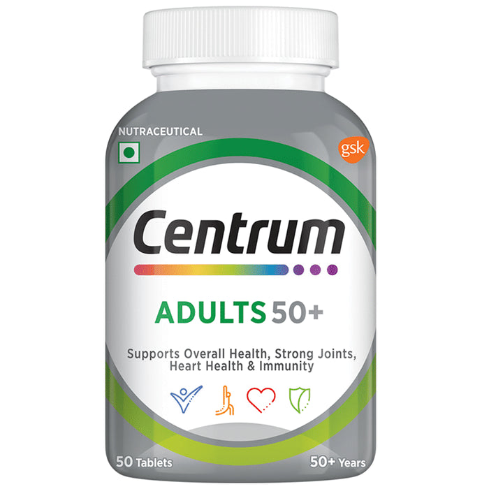 Centrum Adult 50+ | Veg Tablets for Joints, Heart & Immunity | World's No.1 Multivitamin & Multimineral - Classic Derma