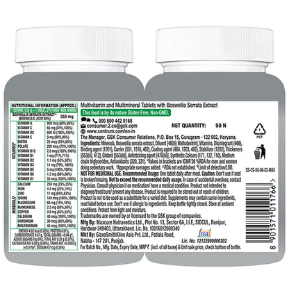 Centrum Adult 50+ | Veg Tablets for Joints, Heart & Immunity | World's No.1 Multivitamin & Multimineral