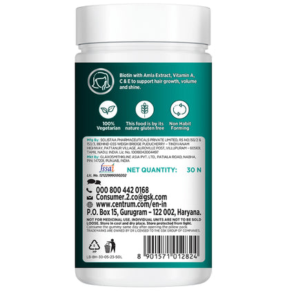 Centrum Healthy Hair Biotin+ with Biotin Vitamins & Minerals Gummy Strawberry