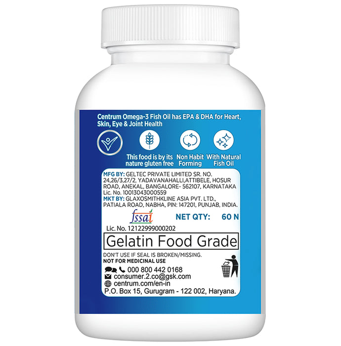 Centrum Omega 3 Fish Oil Capsule for Heart, Skin, Eye & Joint Health