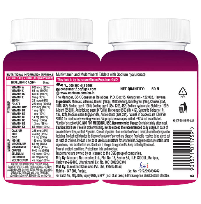 Centrum Women Vegetarian Tablets for Muscles, Heart, & Immunity | World's No.1 Multivitamin & Multimineral