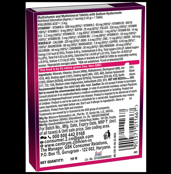 Centrum Women Vegetarian Tablets for Muscles, Heart, & Immunity | World's No.1 Multivitamin & Multimineral