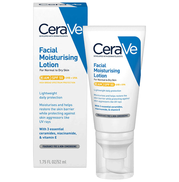 CeraVe AM Facial Moisturising Lotion for Normal to Dry Skin SPF 50